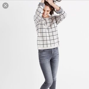 Madewell laced back windowpane sweater